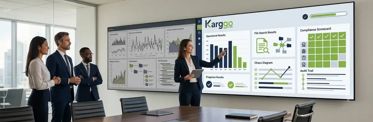 Escenario de equipo operativo validando resultados de trazabilidad documental